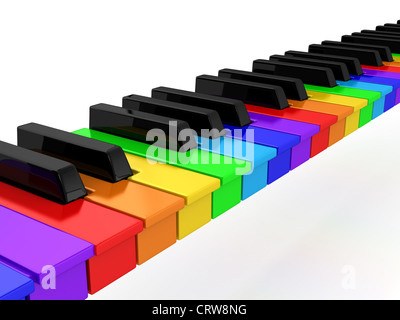 Regenbogen Klavier auf weißem Hintergrund. computergenerierte Bild Stockfoto