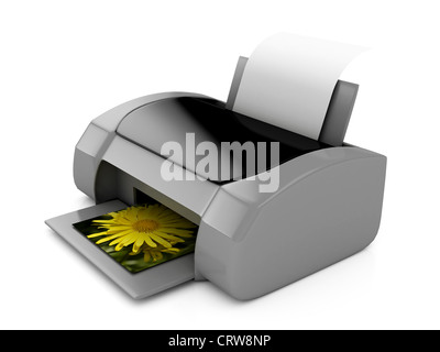 3D-Drucker Grau über weiß. Computergenerierte Bild Stockfoto