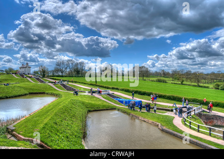 HDR die "oberen Staircase" bei Foxton sperrt, befindet sich auf der Leicester-Linie von der Grand Union Canal, Foxton, Leicestershire, UK Stockfoto