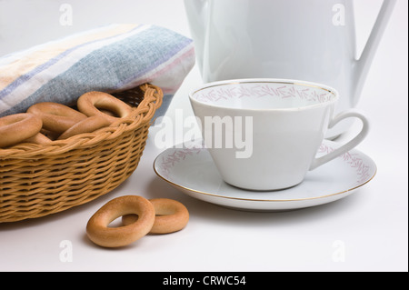 Tee-Set und bagels Stockfoto