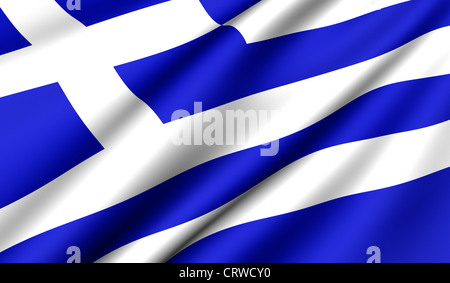 Flagge von Griechenland. Hautnah. Ansicht von vorne. Stockfoto