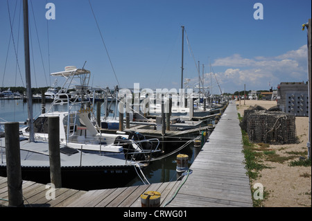 Montauk Hafen / Marina, Long Island, New York. Stockfoto