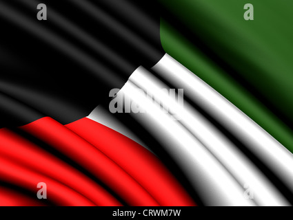 Flagge von Kuwait. Hautnah. Stockfoto