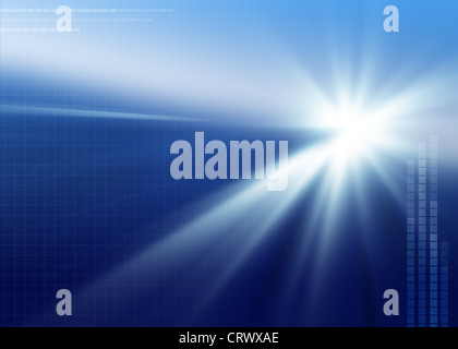 Geraeumig, abstrakt, modern, blauer Hintergrund mit leuchtenden Licht und Lichtgitter mit textfreiraum ideal für elektronische oder Technologie Stockfoto