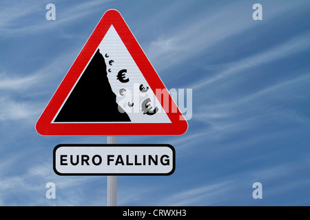 Eine tatsächliche Straßenschild geändert, um die Abwertung des Euro zeigen Stockfoto