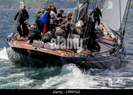 J-Klasse Boot Regenbogen Rennen in Falmouth UK 30.06.2012 Stockfoto