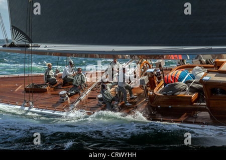 J-Klasse Boot Ranger racing in Falmouth UK 30.06.2012 Stockfoto