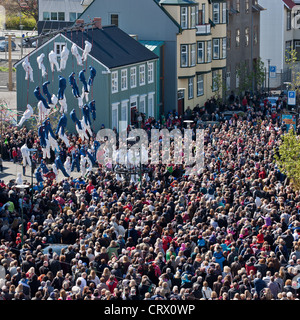 La Fura Dels Baus "Die Geburt der Venus" ausführen in Reykjavik Island Stockfoto