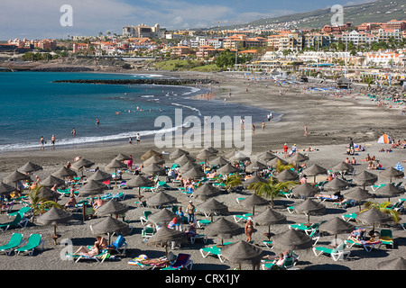 Playa de Torviscas Blickrichtung Süd Fanabe, Costa Adeje, Teneriffa, Spanien Stockfoto