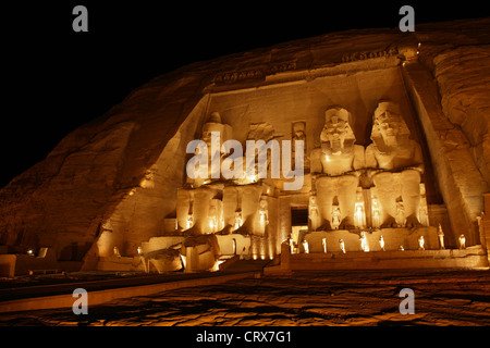 Ton- und Lichtshow bei Abu Simbel Tempel Abu Simbel, Ägypten Stockfoto