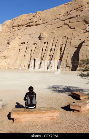 Der Nefertari Tempel in Abu Simbel, Abu Simbel, Ägypten Stockfoto