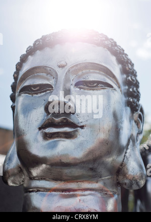 Silber Buddha-Kopf Stockfoto