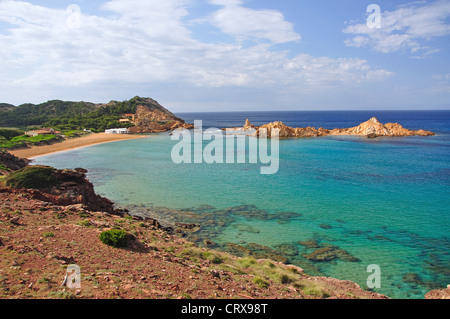 Küsten-Ansicht, Cala Pregonda, Es Mercadal, Menorca, Balearen, Spanien Stockfoto