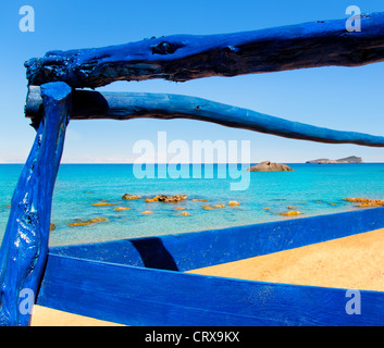 Aiguas Lehrschule Agua Blanca Ibiza Strand mit türkisblauem Wasser Stockfoto