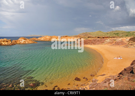 Strandblick, S'Alairo/Cala Pregondo, Es Mercadal, Menorca, Balearen, Spanien Stockfoto