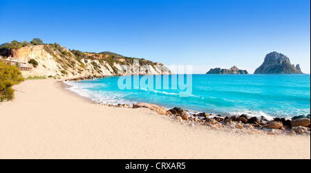 Es Vedra Insel Ibiza Blick von Cala d Hort in Balearen Stockfoto