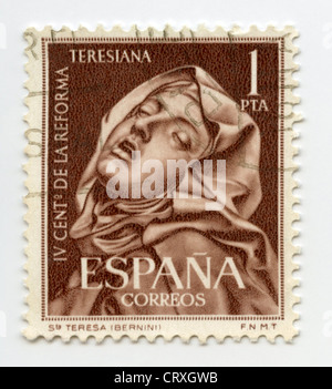 Spanien-Briefmarke - St. Theresia in Ekstase - von Bernini Stockfoto