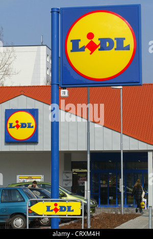 Logo von der Lebensmittel-Discounter Lidl Stockfoto