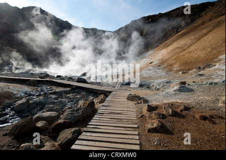 Island Europa Arktis Seltun Thermal Landschaft Gegend Krysuvik Hot springs Stockfoto