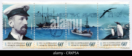 Australien-Briefmarke - 1911-14 australischen Antarktis-Expedition mit Kapitän John King Davis, S.Y Aurora Stockfoto