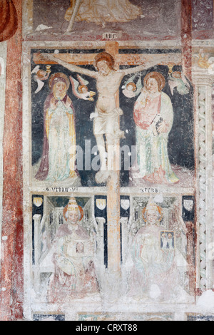 Deutschland, Bayern, Garmisch-Partenkirchen, Fresco-Malerei in der Pfarrei Kirche Stockfoto