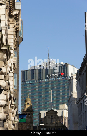 Der City Tower, ehemals das Sunley Gebäude im Stadtzentrum von Manchester gelegen neben Piccadilly Gardens. Stockfoto