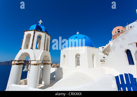 Griechenland Santorini Oia blaue Kuppel orthodoxe Kirche Stockfoto