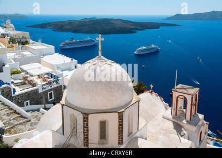 Santorini, orthodoxe Kirche in Fira Stockfoto
