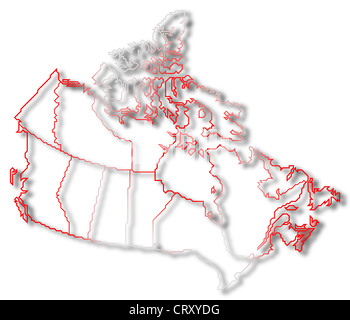 Politische Karte von Kanada mit den verschiedenen Provinzen in Nova Scotia markiert ist. Stockfoto