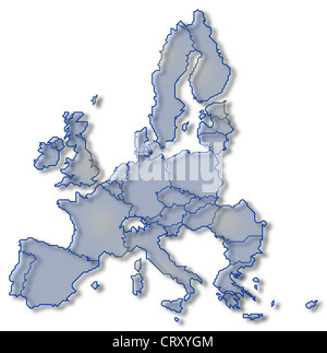 Politische Karte der Europäischen Union mit den verschiedenen Staaten. Stockfoto