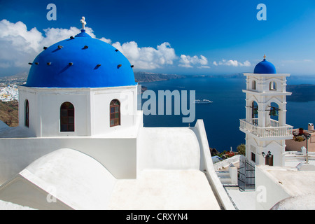 Santorini, orthodoxe Kirche in Imerovigli Stockfoto