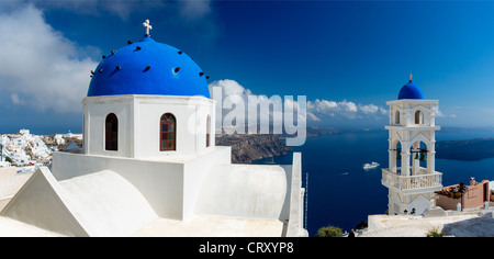 Santorini, orthodoxe Kirche in Imerovigli Stockfoto