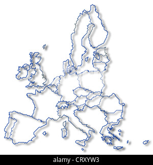 Politische Karte der Europäischen Union mit den verschiedenen Staaten. Stockfoto