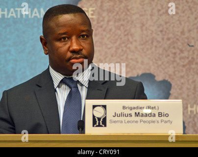 Julius Maada Bio, Trägerin der Partei SLPP für Sierra Leone Wahlen 2012 Stockfoto