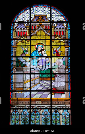 Namur, Belgien. Eglise St Jean-Baptiste / Kirche St. Johannes der Täufer (16.Jh.) Buntglasfenster Stockfoto