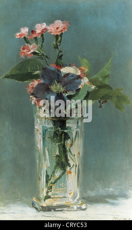 Edouard Manet (1832-1883). Französischer Maler. Nelken und Clematis in eine Kristallvase (1883). Öl auf Leinwand. Musée d ' Orsay. Paris Stockfoto