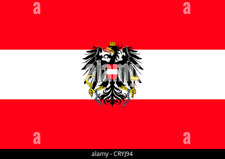 Bundesdienst Flagge mit dem Staatswappen der Republik Österreich. Stockfoto