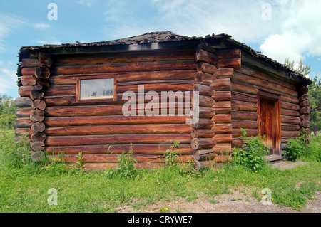 traditionelle burjatische Holzhaus, "Taltsa des" (Talzy) - Irkutsk Architektur- und ethnographische Museum. Stockfoto