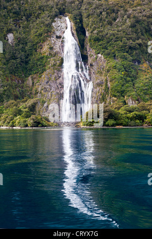 Stirling Wasserfall, Milford Sound, Neuseeland Stockfoto