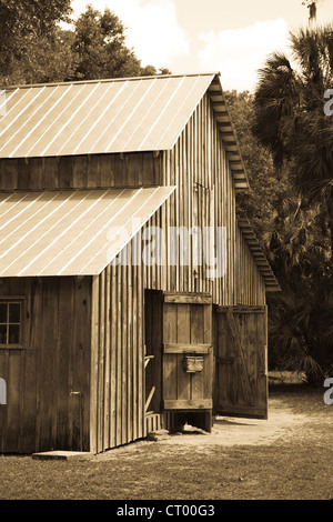 Alte Scheune in Nord-Florida, USA.  Marjorie Kinnan Rawlings State Park. Stockfoto