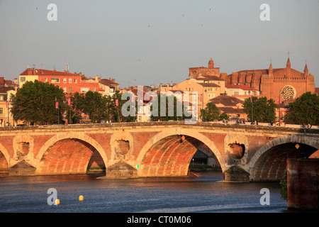 Frankreich, Midi-Pyrénées, Toulouse, Pont Neuf, Brücke, Fluss Garonne, Skyline, Stockfoto