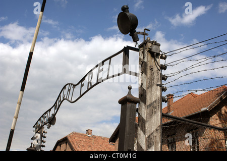 Motto Arbeit Macht Frei Werk macht Auschwitz frei ich Stockfoto