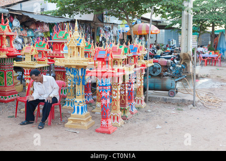 Straßenmarkt in einem kambodschanischen Dorf Stockfoto