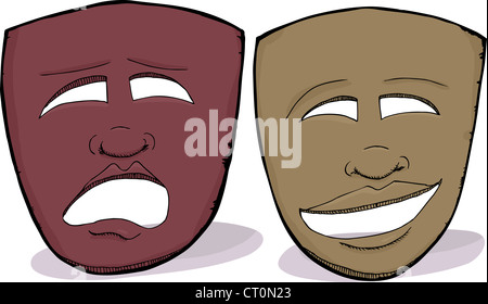 Dramatische Theatermasken mit afrikanischen Gesichtszüge Stockfoto