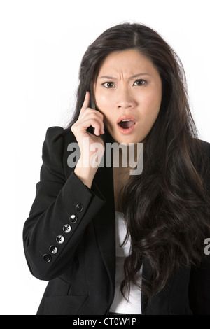 Wütend Geschäftsfrau telefonieren Stockfoto
