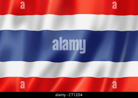 Thailand-Flagge, dreidimensional zu rendern, seidige Textur Stockfoto