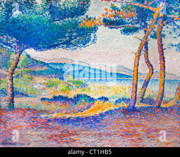 Landschaft mit Pinien Bäumen 1896 Henri Edmond Cross-1856-1910 Frankreich Französisch Stockfoto