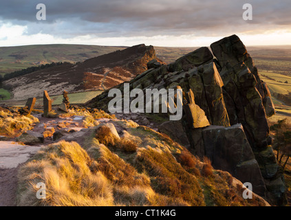 Die Rotaugen und Henne Cloud, grit Stone Ridge, Staffordshire, England, UK Stockfoto