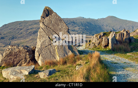 Rhyd Ddu Pfad zum Snowdon Berge, Snowdonia National Park Gwynedd North Wales UK, späten Frühjahr. Stockfoto