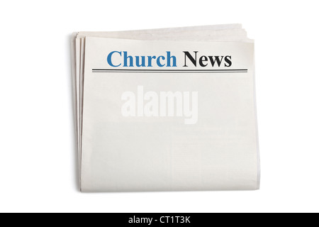 Church News, Zeitung mit weißem Hintergrund Stockfoto